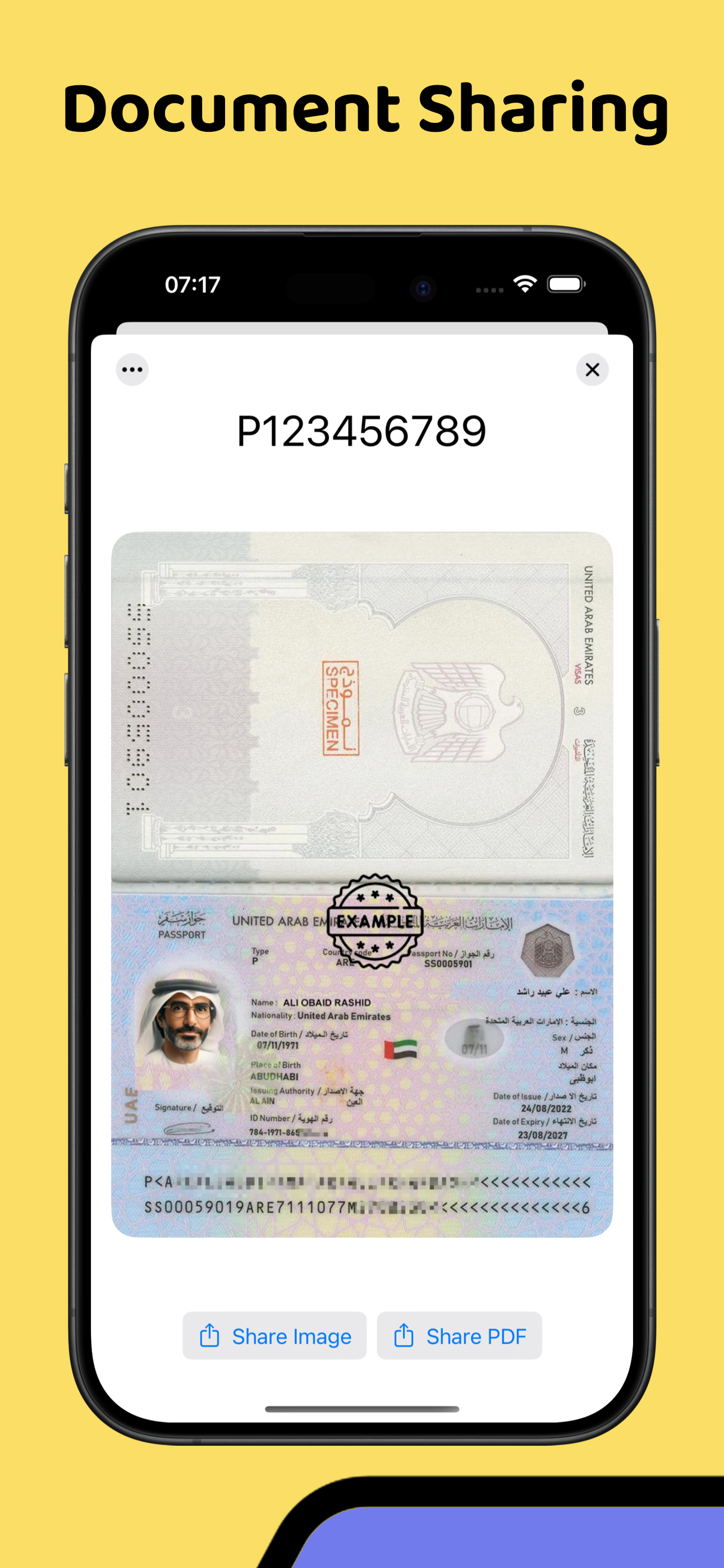 ID 784 document export and share options